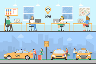 taxi service set vector