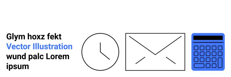 clock envelope and calculator icons representing vector image