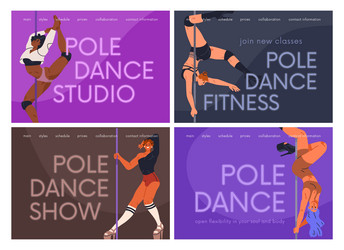 Pole dance classes web-site background designs vector