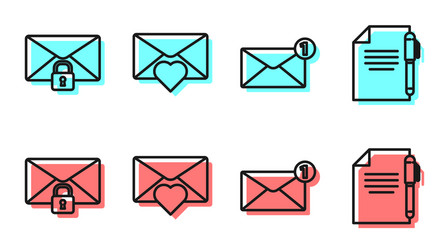 set line envelope mail message lock password vector image