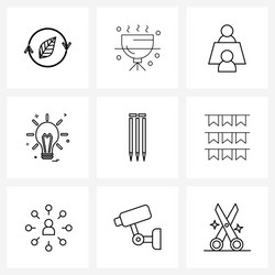 simple set 9 line icons such as game wicket vector image