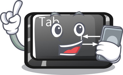 with phone tab button installed on computer vector image