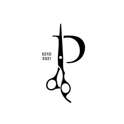 elegant initial p scissors vector image