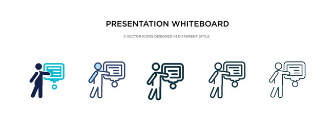 presentation whiteboard icon in different style vector image