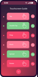 touchscreen guide mobile interface template vector