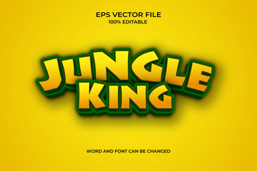 editable 3d jungle king text style effect vector image
