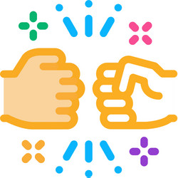 friend fist bump icon outline vector