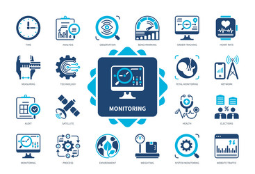 Monitoring Icon Set - Business & Tech vector image