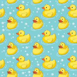Rubber duck in soap bubbles seamless pattern Vector Image