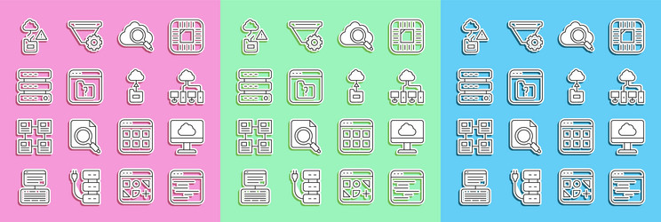 set line software cloud technology data transfer vector image