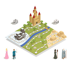 fairy tale gameboard isometric composition vector