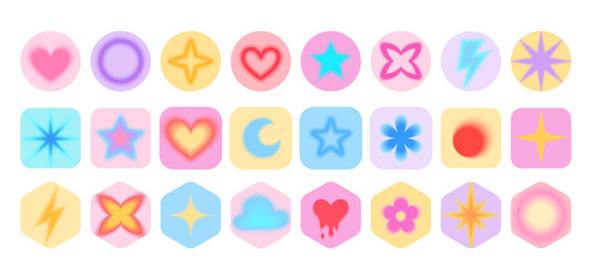 gradient blurred elements in circle square vector image