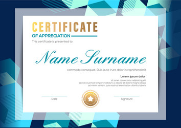 Modern Certificate Template - Blue Cube vector image