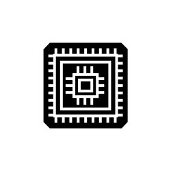 processor icon computer component solid vector image