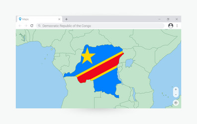 browser window with map of dr congo searching vector image