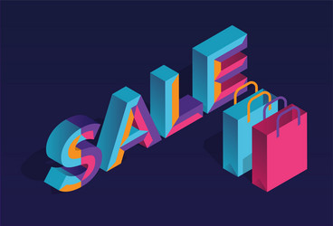 isometric sale percent off 3d background vector