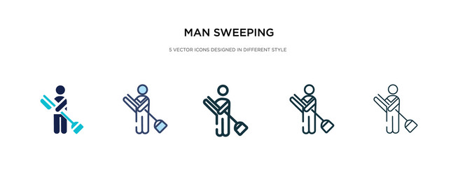 man sweeping icon in different style two colored vector image
