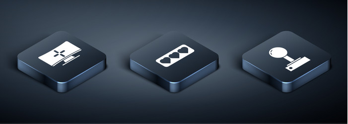 set isometric computer monitor joystick vector image
