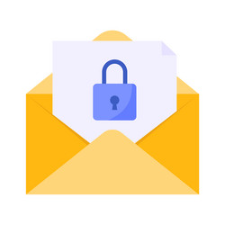 An open envelope with a closed door lock vector