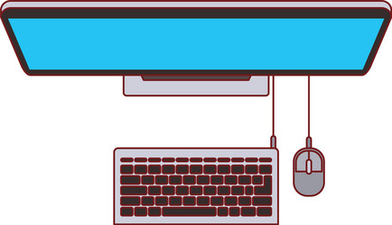 desktop computer on top view in colorful vector image