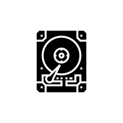 hard disk icon computer component solid vector image