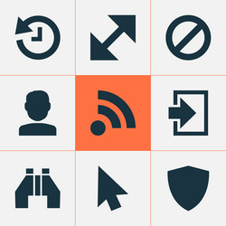 Interface icons set with feed resize find vector