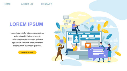 people communicate via internet using mobile app vector image