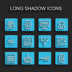 set line binary code artificial intelligence vector image