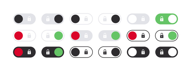 switch buttons with locks on off toggles vector