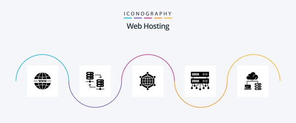 web hosting glyph 5 icon pack including database vector image