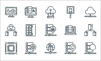 database and servers line icons linear set vector image