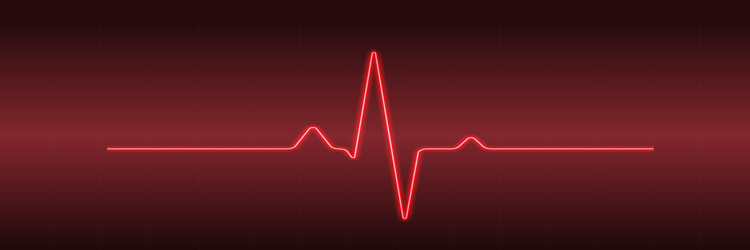 heart pulse - curved red line on a red-black vector