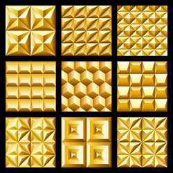 set of golden metallic gradient seamless patterns vector image
