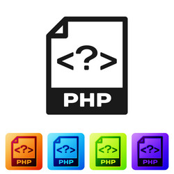 Black php file document icon download button vector