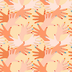 color seamless pattern with the image of hands vector image