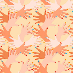 Color seamless pattern with the image of hands vector