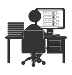 flat computer icon with social network website vector image
