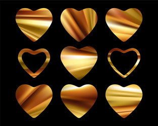 golden foil hearts vector