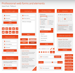 professional set of orange web forms and elements vector