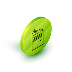 isometric line note paper with pinned pushbutton vector image
