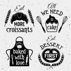 bakery with quotes monochrome set vector