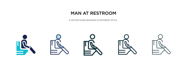 Man at restroom icon in different style two vector