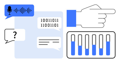 voice command interface binary code communication vector image