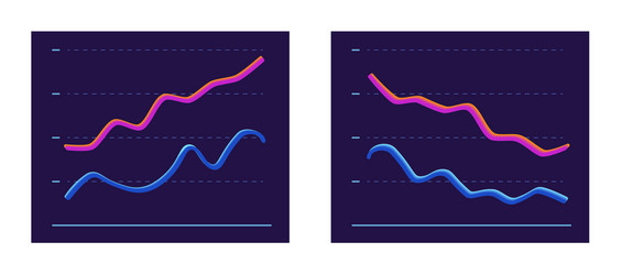 Abstract chart with two 3d line moving up and down vector