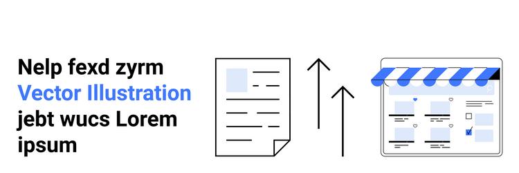 document and online store integration with upward vector image