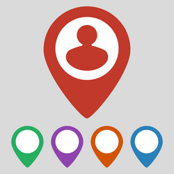 Map pointer with man icon on grey background vector