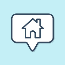 blue line map pointer with house icon isolated vector image