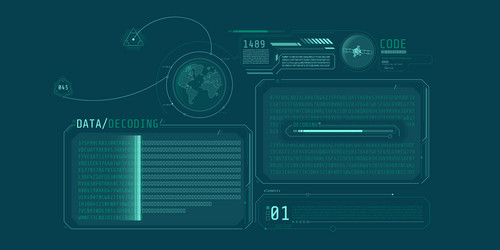 futuristic hud design of satellite data decoding vector image
