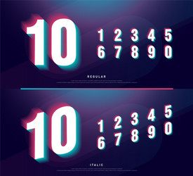 glitched numbers alphabet font design number vector image