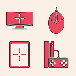 set game console with joystick computer monitor vector image